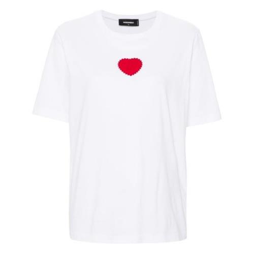 Geborduurde Jersey Katoenen Tee Dsquared2 , White , Dames