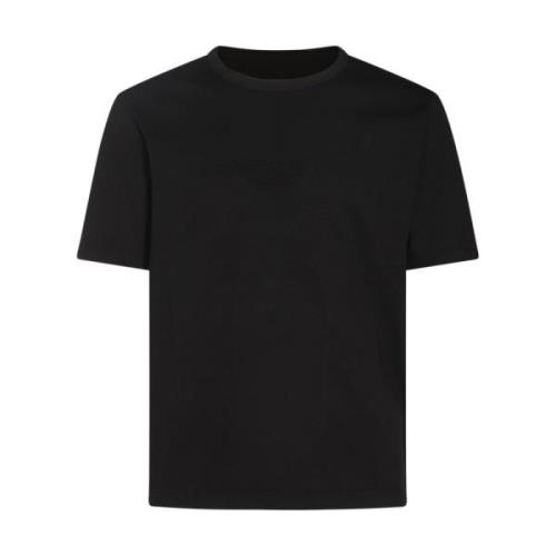 Zwart Katoenen T-shirt met Geborduurd Logo C.p. Company , Black , Here...