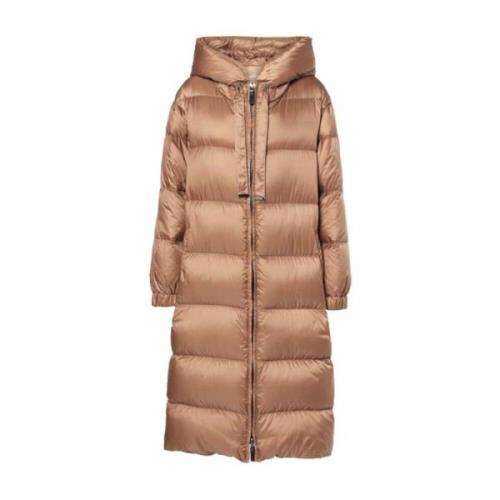 Lange donsparka met gestreept quilten Max Mara , Brown , Dames