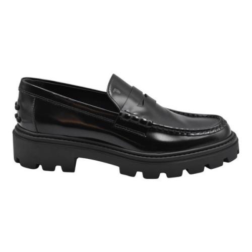 Zwarte Veterschoenen met Platte Zool Tod's , Black , Dames