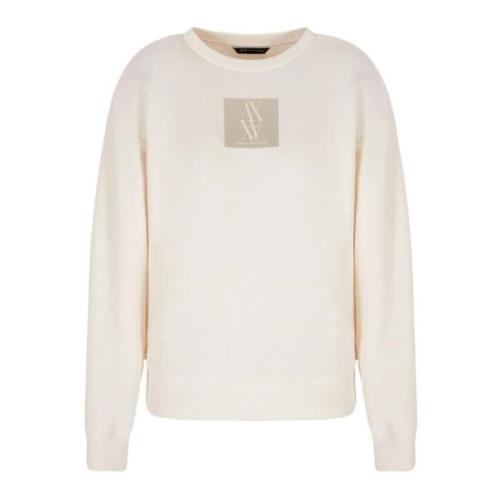 Logo Sweaters Ronde Hals Lange Mouw Armani Exchange , Beige , Dames