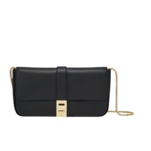 Zwarte Schoudertas met Haaksluiting Salvatore Ferragamo , Black , Dame...