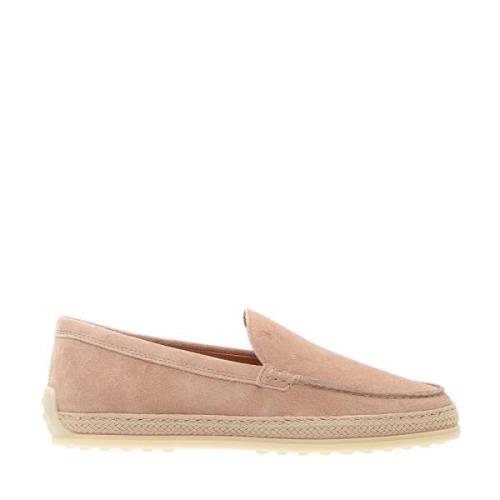 Roze Suède Pantoffel met Raffia Detail Tod's , Pink , Dames