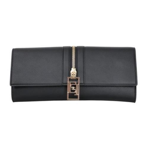 Zwarte Synthetisch Leren Clutch Tas Elisabetta Franchi , Black , Dames