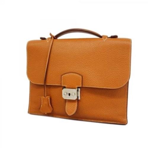 Pre-owned Leather handbags Hermès Vintage , Yellow , Dames