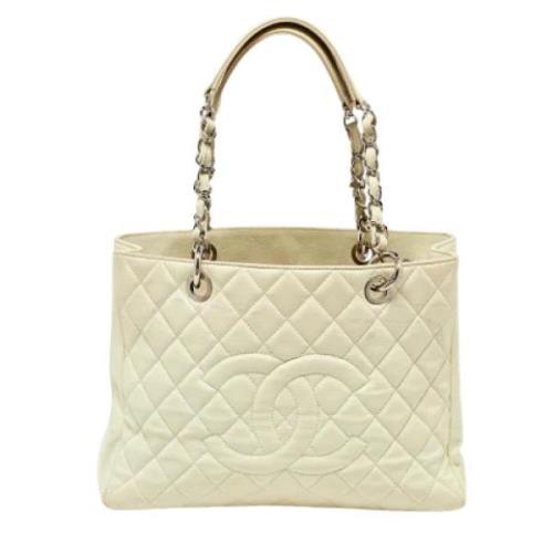 Pre-owned Leather totes Chanel Vintage , Beige , Dames