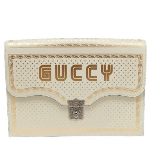 Pre-owned Leather clutches Gucci Vintage , White , Dames