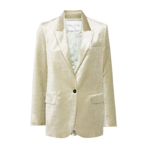 Fluwelen Blazer met Sartoriale Details Forte Forte , Green , Dames