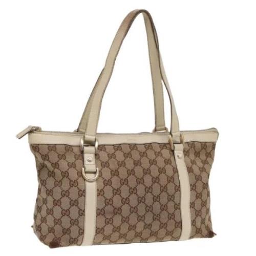 Pre-owned Canvas totes Gucci Vintage , Beige , Dames