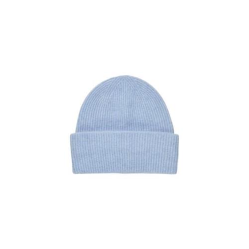 Zachte Gebreide Beanie Muts Ribstructuur Samsøe Samsøe , Blue , Dames