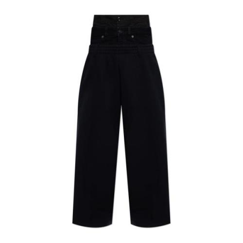 Sweatpants met denim tailleband Balenciaga , Black , Heren