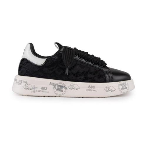 Zwarte Leren Vetersneakers Premiata , Black , Dames