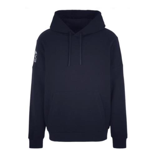 Blauwe Katoenen Hoodie met Wit Logo Detail Emporio Armani EA7 , Blue ,...