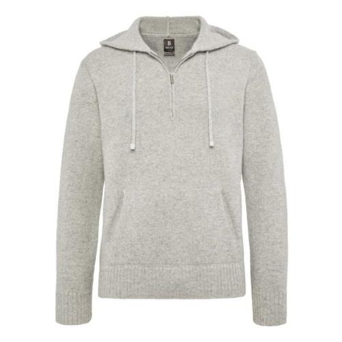 Cashmere Half-Zip Hoodie Boggi Milano , Gray , Heren