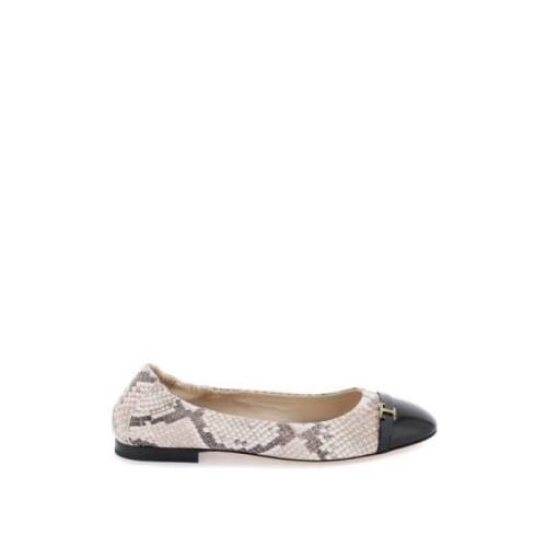 Slangenprint leren ballerina's Tod's , Multicolor , Dames