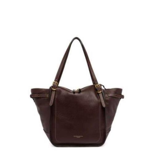 Sportieve leren handtas met contraststiksels Gianni Chiarini , Brown ,...