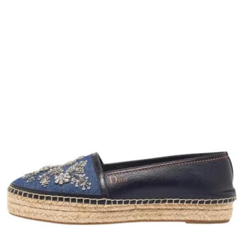 Pre-owned Leather espadrilles Dior Vintage , Blue , Dames