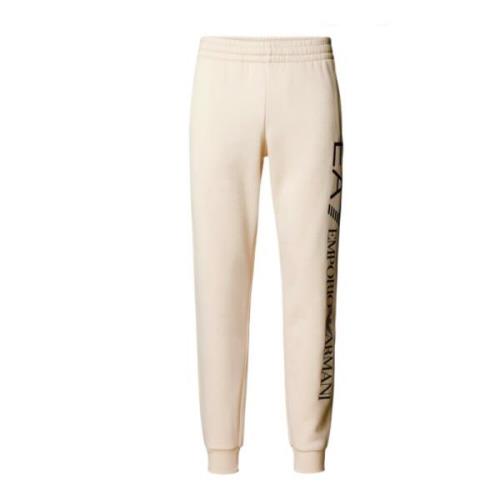 Beige Katoenen Jogger met Logo Lettering Emporio Armani EA7 , Beige , ...