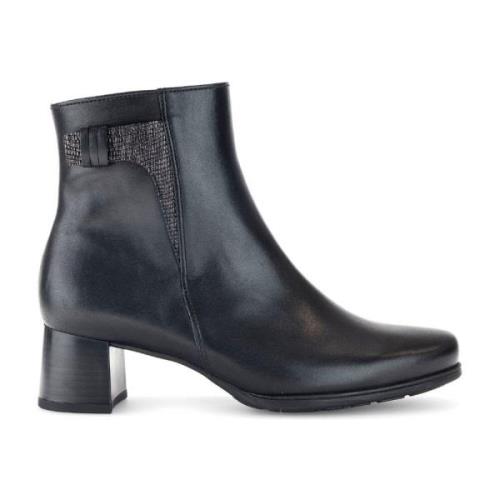 Zwarte leren enkellaarzen Gabor , Black , Dames