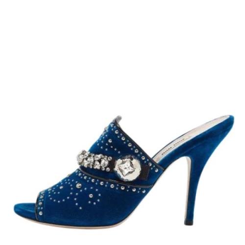 Pre-owned Velvet mules Miu Miu Pre-owned , Blue , Dames