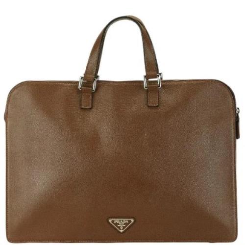 Pre-owned Leather briefcases Prada Vintage , Brown , Dames