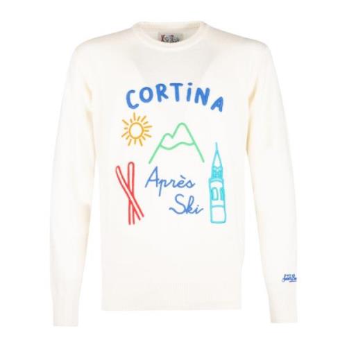 Witte Crew Neck Sweater met Borduursel MC2 Saint Barth , White , Heren