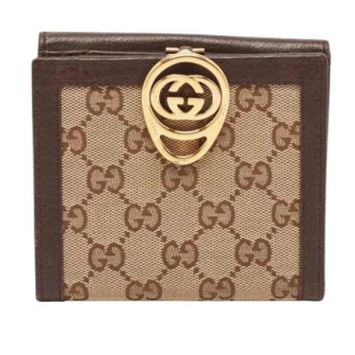 Pre-owned Canvas wallets Gucci Vintage , Brown , Dames