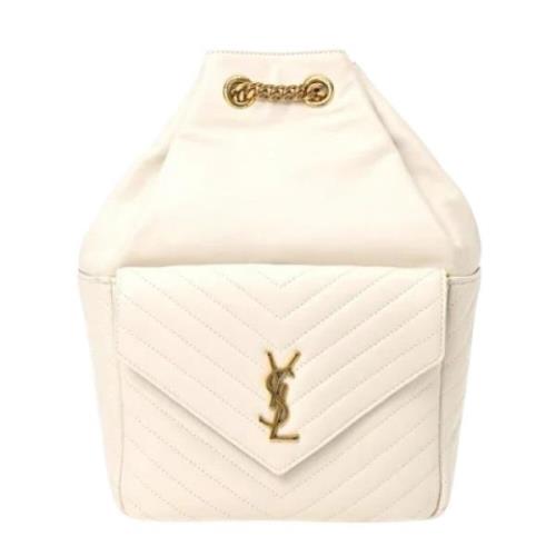 Pre-owned Leather backpacks Yves Saint Laurent Vintage , White , Dames