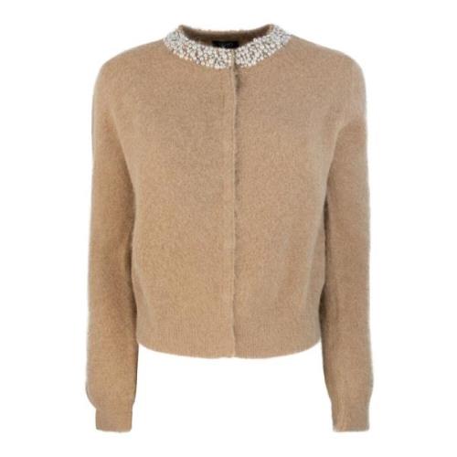 Bruine Cardigan met Geborduurde Kralen Liu Jo , Brown , Dames