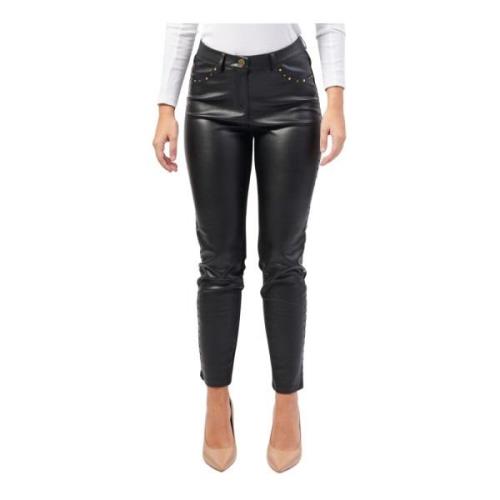 Zwarte Broek met Details van Kunstleer Gaudi , Black , Dames