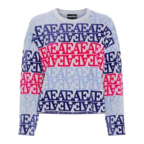 Hemelsblauw Logo Lettering Trui Multicolor Emporio Armani , Blue , Dam...