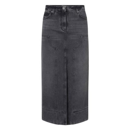 Zwarte Denim Rok Gregoriana Stijl Pinko , Black , Dames