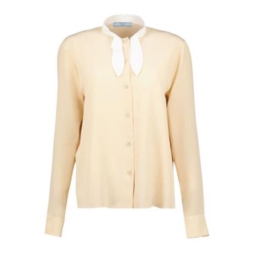 Beige Zijden Shirt Herfst-Winter Collectie Prada , Beige , Dames