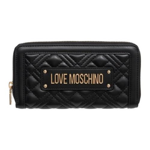 Portemonnee met rits en logo Love Moschino , Black , Dames