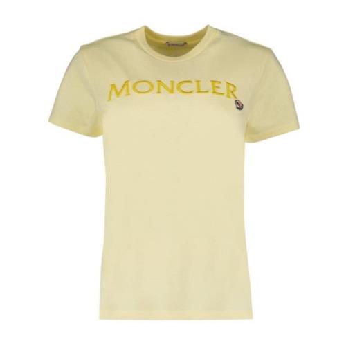 Logo Print Dames T-shirt Moncler , Yellow , Dames