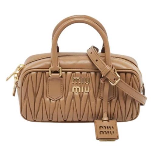 Pre-owned Leather handbags Miu Miu Pre-owned , Beige , Dames