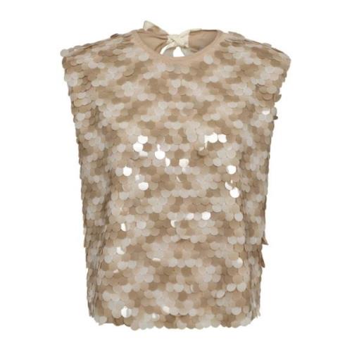 Paillet Top Blouse Champagne Co'Couture , Beige , Dames