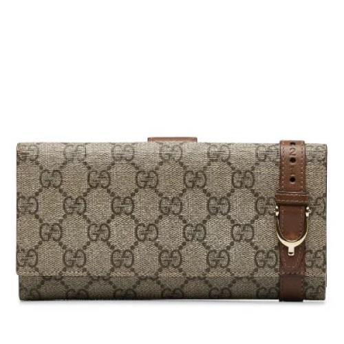 Pre-owned Canvas wallets Gucci Vintage , Beige , Dames