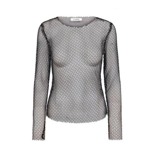 Net Blouse Top Zwart Zilver Co'Couture , Black , Dames