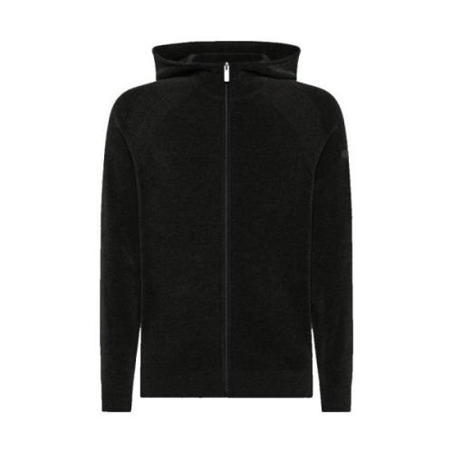 Velvet Hood Zip Gebreid in Zwart RRD , Black , Heren