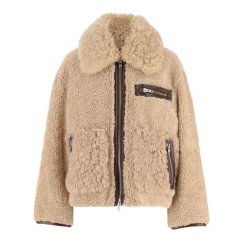 Jas met shearling kraag en zakken Stand Studio , Beige , Dames