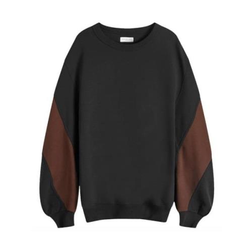 Crew Sweatshirt met Paneel Mouwen in Zwart Dries Van Noten , Black , H...