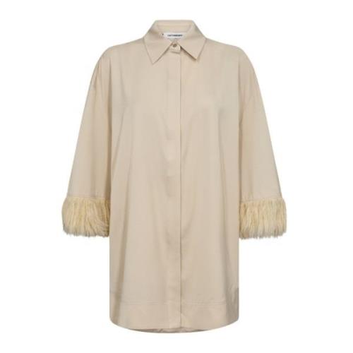 Veren Overhemdblouse met Parel Details Co'Couture , Beige , Dames