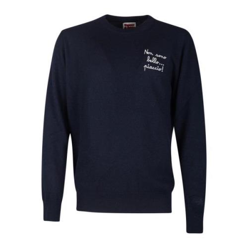 Blauwe Crew Neck Sweater met Quote MC2 Saint Barth , Blue , Heren