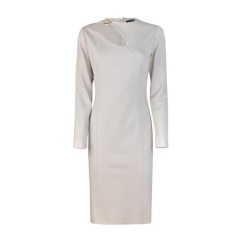 Stretch viscose kokerjurk met metalen detail Liu Jo , White , Dames