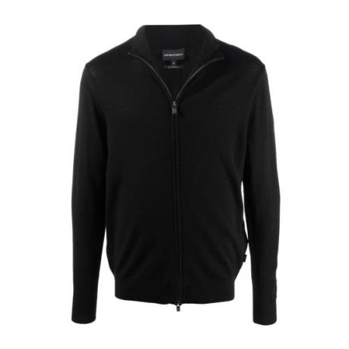 Wollen Cardigan, Volledige ritssluiting Emporio Armani , Black , Heren