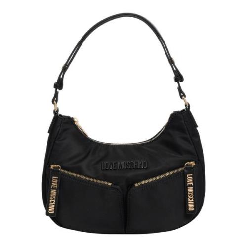 Stijlvolle Hobo Tas met Ritssluiting Love Moschino , Black , Dames