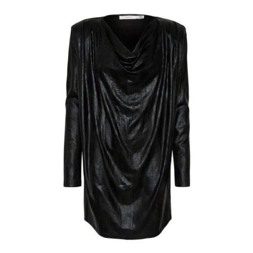 Zwarte Gedrapeerde Korte Jurk Gestuz , Black , Dames