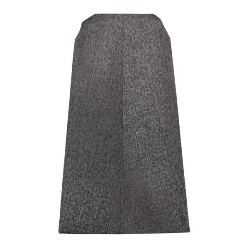 Grijze Wollen Blend Midi Rok Prada , Gray , Dames