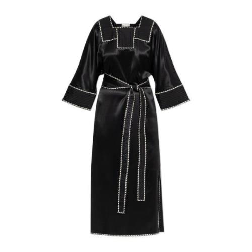 Zijden jurk met riem Tory Burch , Black , Dames